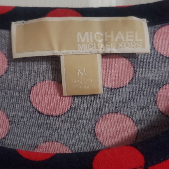 Michael Kors Navy and Red Polka Dot Tee - Picture 3 of 3